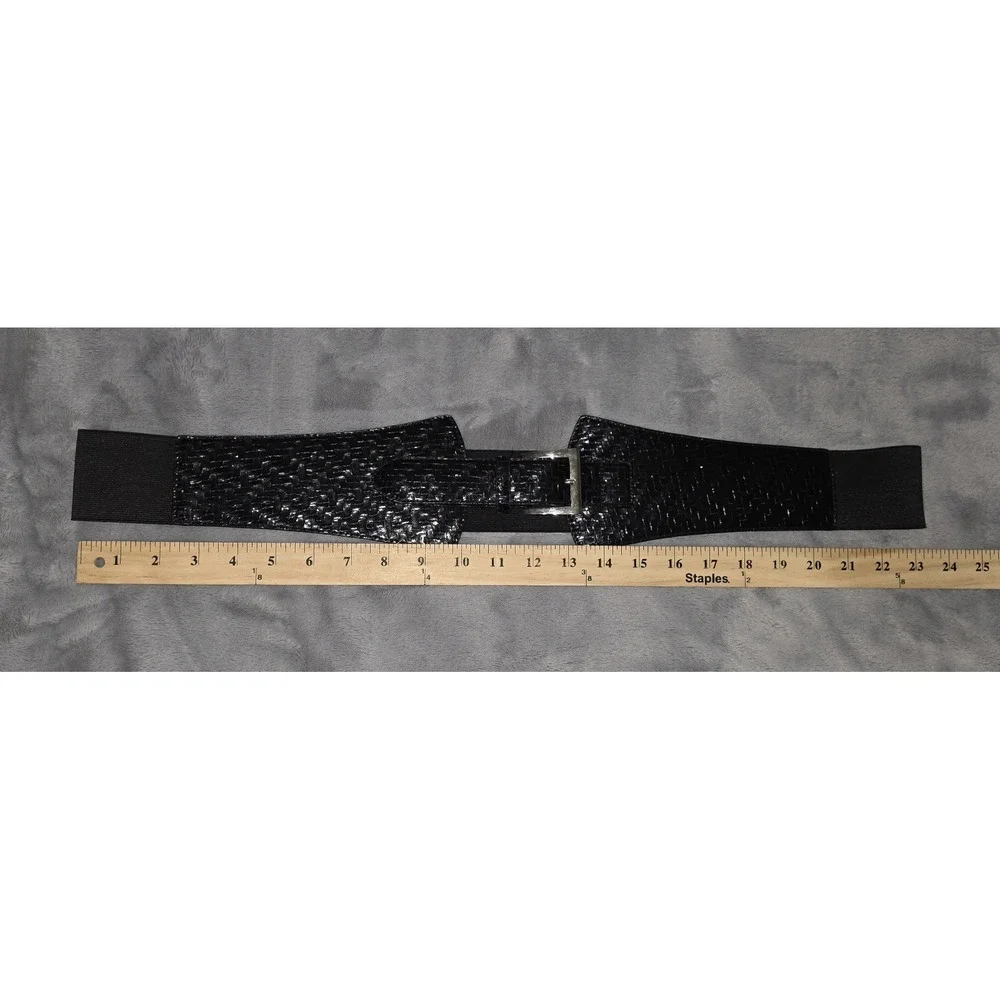 Womens‎ Black Faux Croc Leather Belt Size 26/28